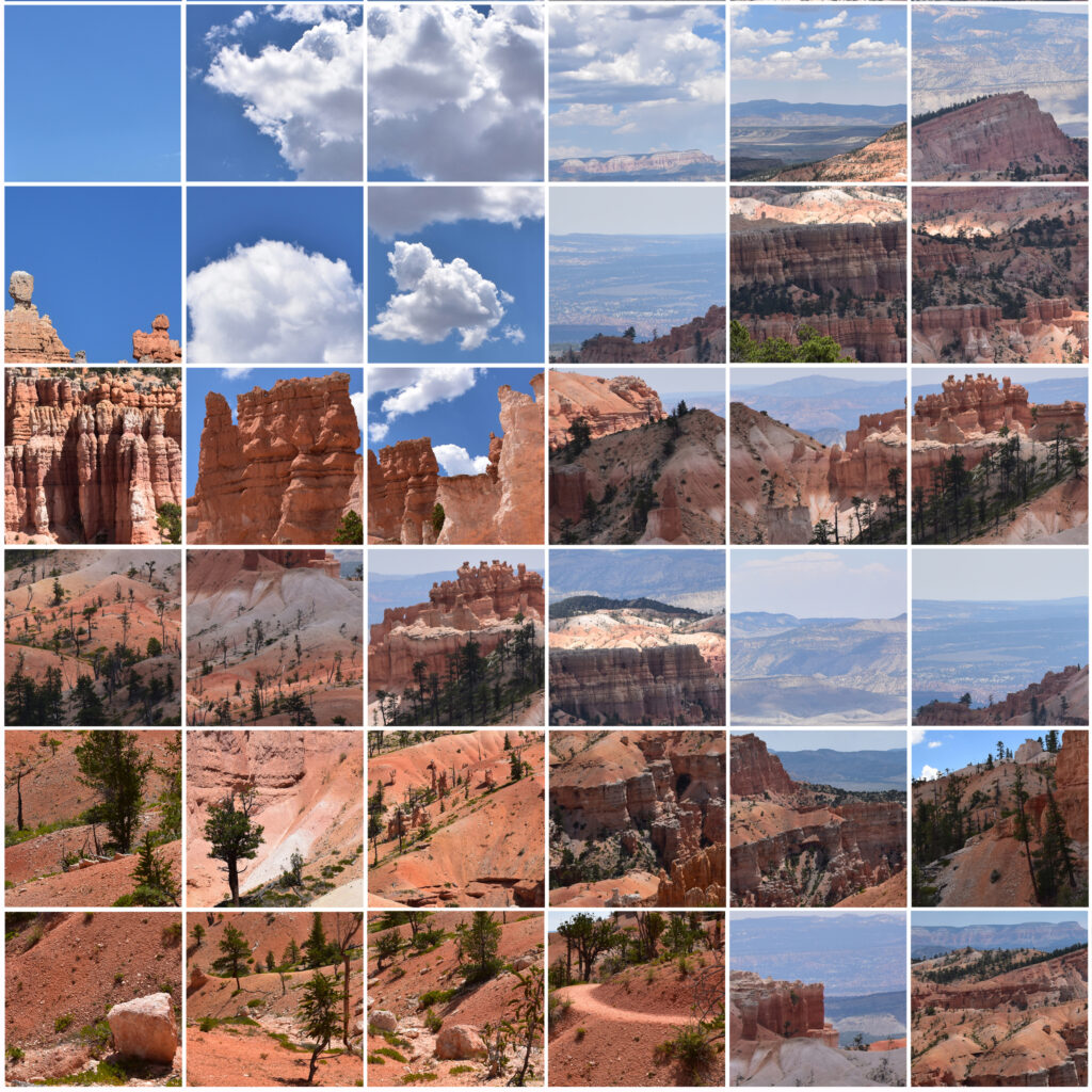 mosaïque de photos carré représentant le paysage de Bryce Canyon et le Far West, symbole des États-Unis d'Amérique.